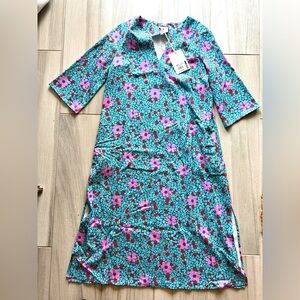 Tuckernuck Blue Retro Floral V Neck Jamie Dress - small​​